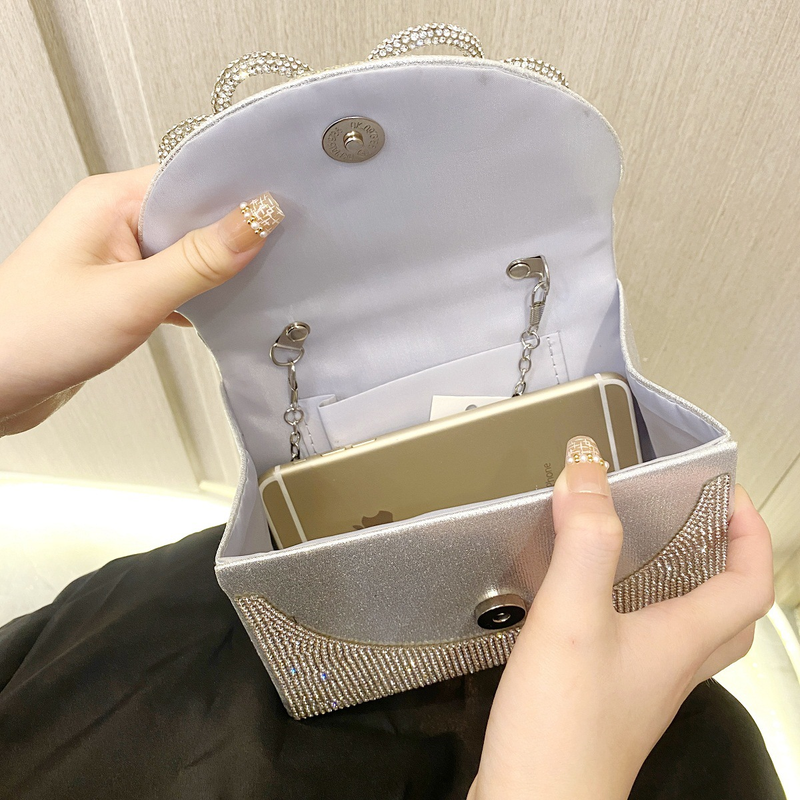 Women's Evening Bags Handbag Silver Bag Rhinestone Bag Bar Party Party Evening Bag Birthday Wedding Party Dinner Bag_voghion.com