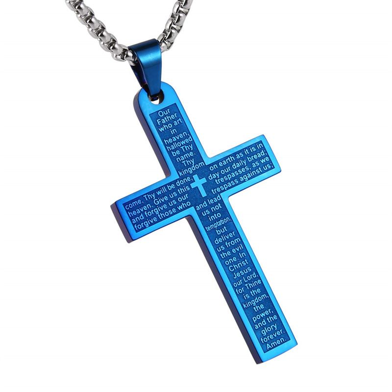 Collana con ciondolo hip hop in stile neutro con croce in acciaio inossidabile da donna_voghion.com