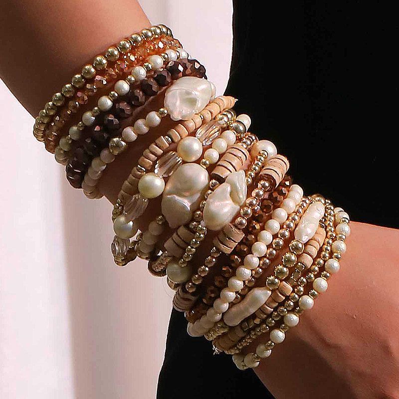 18 braccialetti bohémien a strati per le vacanze in spiaggia, set di braccialetti intrecciati fatti a mano alla moda, dritti_voghion.com