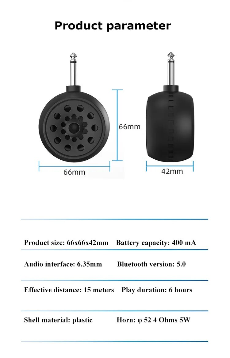 Mini-Bluetooth-Lautsprecher, kabellose Musik-Soundbox, tragbarer Lautsprecher mit 6,35-mm-Adapter für elektrische Gitarre_voghion.com