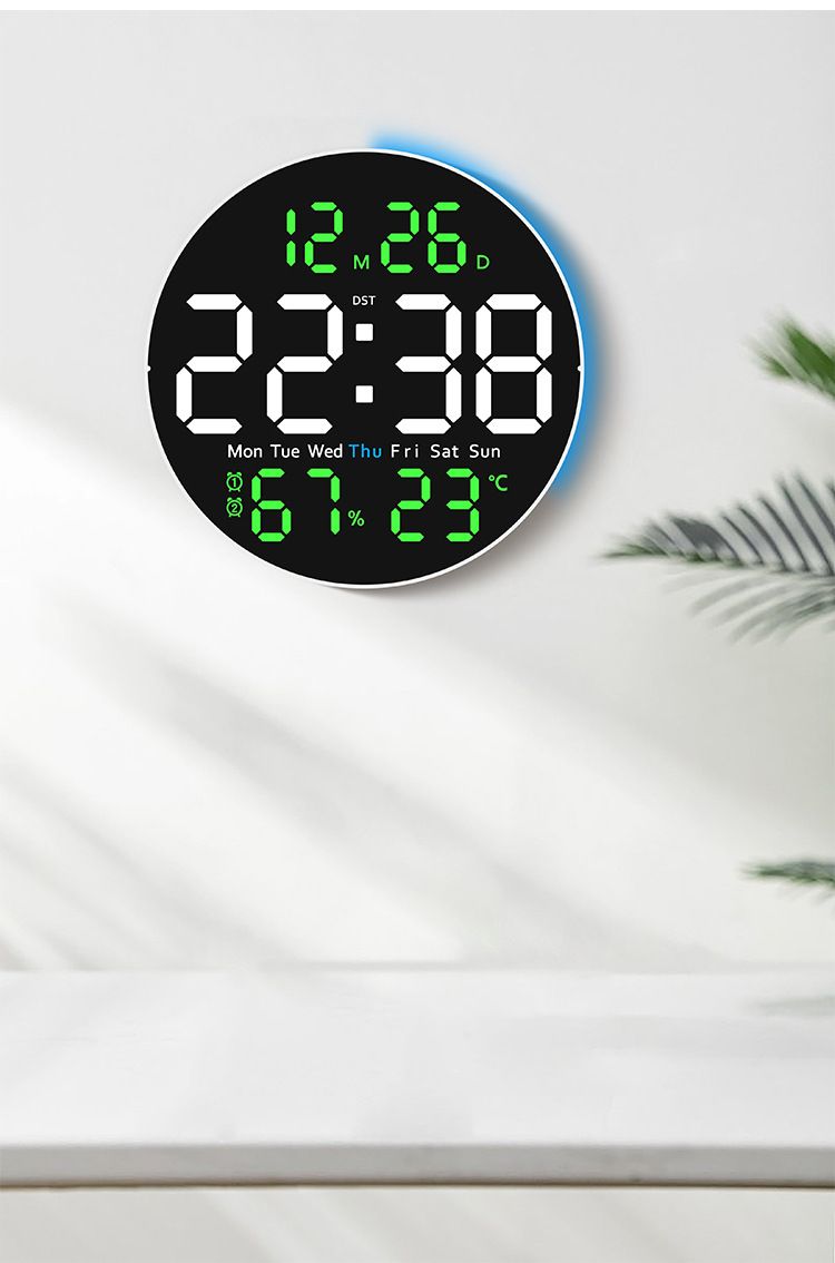 New Living Room Wall With Night Light Electronic Multifunctional Home Temperature Humidity Silent Clock 6672_voghion.com