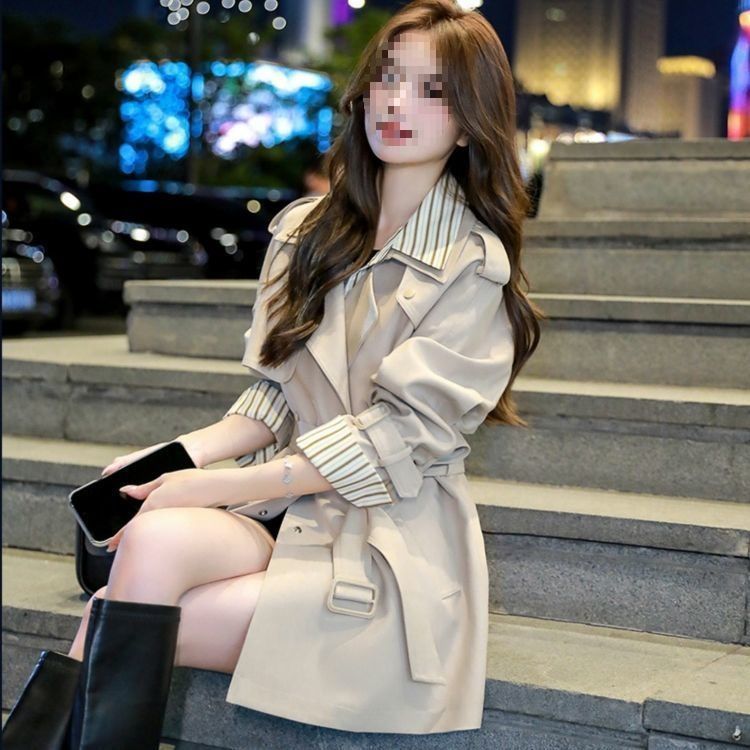 Nuovo stile coreano casual e ampio per donne minute, trench primaverile dal design snellente_voghion.com