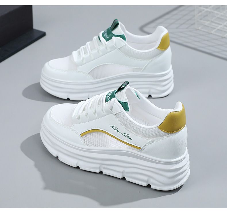 Women's shoes new inner increase small white shoes women's net surface 7 cm breathable net surface thick sole leisure sports_voghion.com