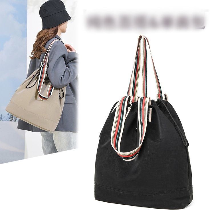 Borsa a secchiello grande in tessuto di nylon, semplice, versatile, casual, da viaggio, da viaggio_voghion.com