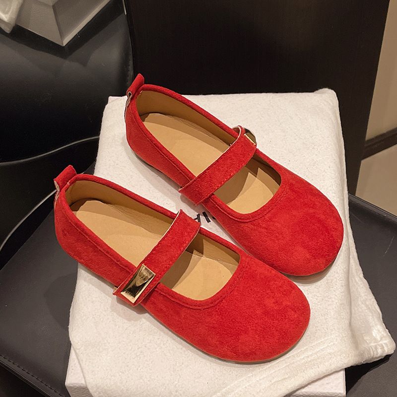 Französisch Retro Licht Mund Einzelnen Schuhe frauen Mit Rock Weichen Boden Gelb Flachen Boden Mary Jane Schöne Einzelnen Schuhe_voghion.com