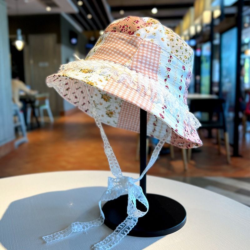 Spring Atmospheric Korean Style Sweet Cute Small Broken Flowers Fisherman Hat Ladies Multifunctional Handbag Summer Parasol_voghion.com