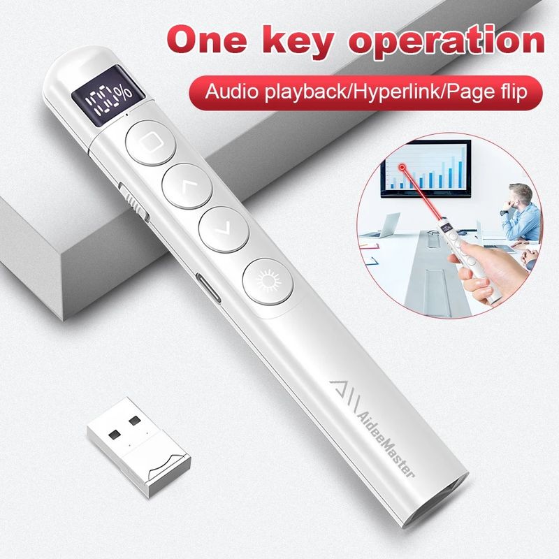 Penna multimediale multimediale da 1 PC Insegnamento della penna a frusta wireless multifunzionale con display digitale Presentatore PPT Insegnamento del discorso_voghion.com