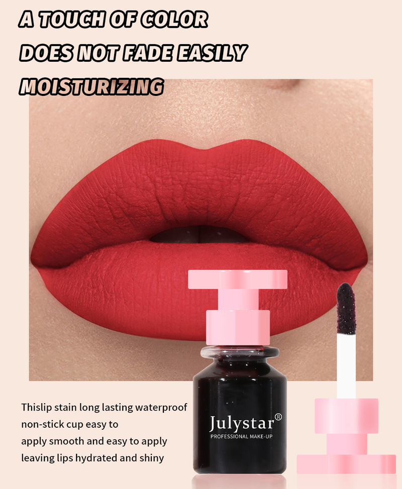 6 Feuchtigkeitsglasur, langanhaltendes und nicht verblassendes, färbendes Flüssig-Make-up, hinterlässt keine Flecken, Tassenfarbe, matte Lippen, rotes Wasser_voghion.com