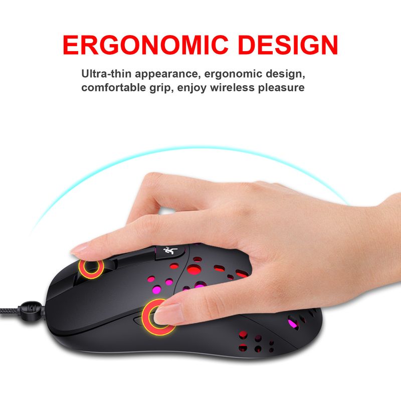 Lach RGB Glow Makro Programméierung Spillmaus 6-Knäppercher fir Luuchten auszeschalten Verschidde verkabelt Mausen_voghion.com