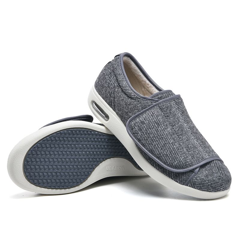 Fleece-Lined Autumn Winter Elderly Plus Size Wide Magic Tape Adjustable Walking Shoes_voghion.com