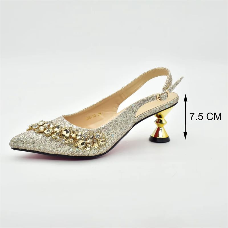 Vintage Diamant-Set klobige Sandalen mit Abendessen Tasche Set Mode Design Strass Abendtasche_voghion.com