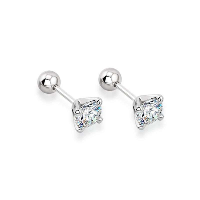 Orecchini in argento con moissanite Orecchini a vite con quattro griffe 30 punti 50 punti 1 carato Orecchini di nicchia alla moda_voghion.com