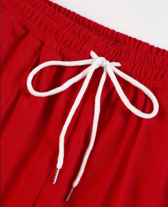 Pantaloni a zampa elasticizzati alla moda da uomo per donna - Vita alta con lacci elastici, comodi e versatili pantaloni casual (nero/rosso/arancione/grigio chiaro)_voghion.com