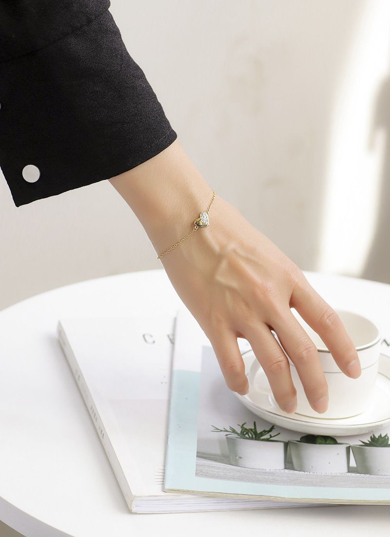 Damenschmuck Little Fairy Fresh Style Love Diamond Armband Kupfer überzogenes echtes Gold Zirkon Handschmuck_voghion.com