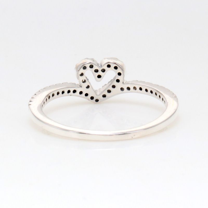 Neu Weiß Kupfer Ring Glänzende Liebe Knochen Ring Herz Geformt Hohl Ring Weibliche Mode_voghion.com