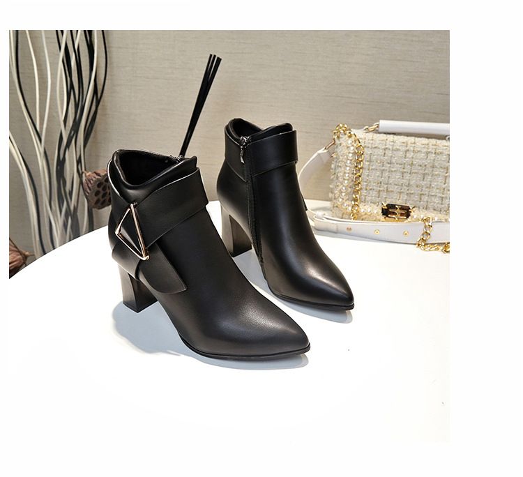 Nuovi stivali corti con tacco alto per donna, primavera ed estate, stivaletti corti e alla caviglia con tacco spesso e a punta per donna_voghion.com