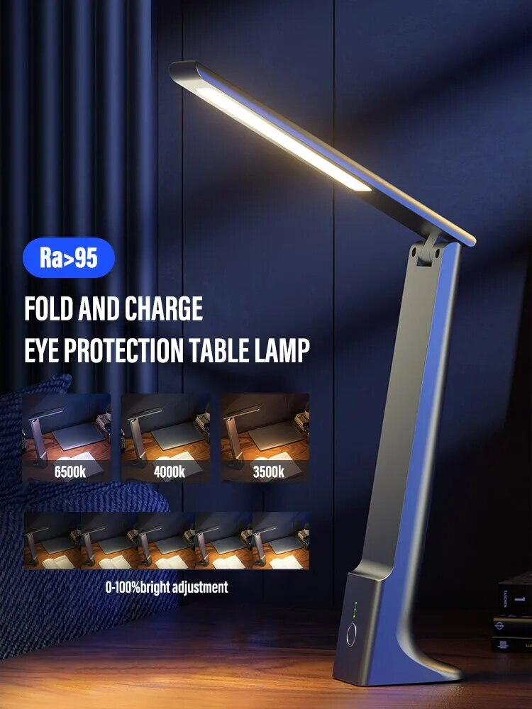 LED Folding Desk USB Charging Touch Control Dimmable Desktop Eye Protection Reading Study Office Bedroom Bedside Lamp_voghion.com