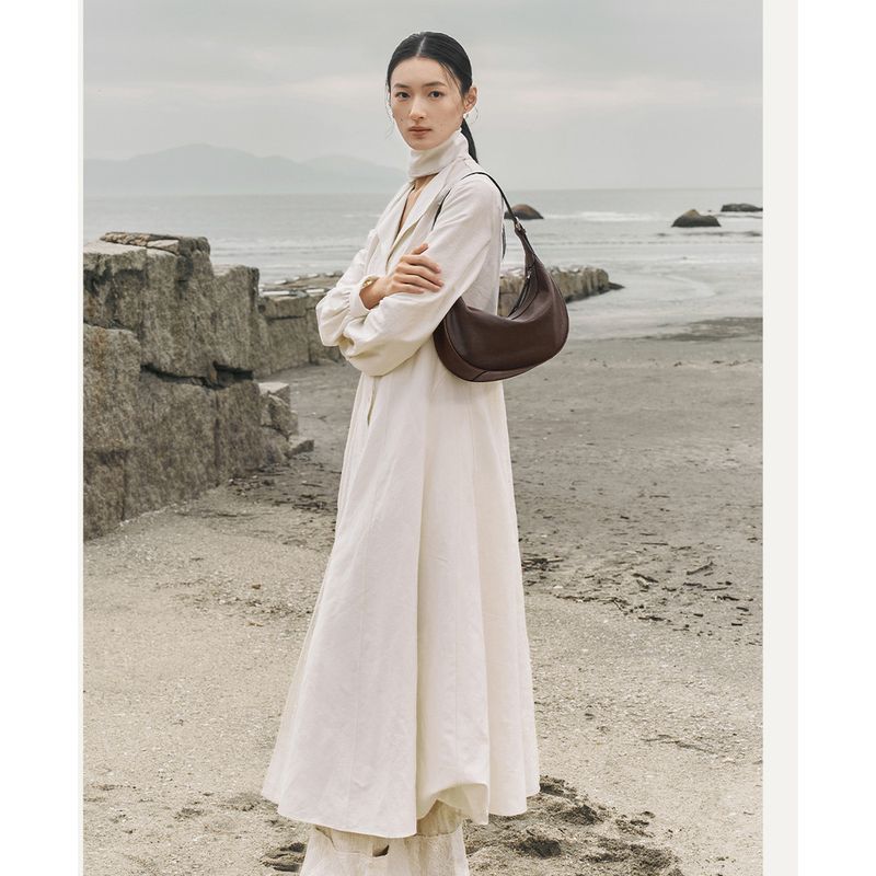 Borsa a tracolla da donna in vera pelle Hobbes Style a forma di mezzaluna, autunno/inverno 2025, alla moda e versatile, casual, per tutti i giorni_voghion.com
