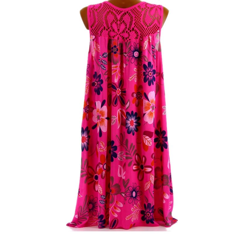 2022 Women's Sleeveless Head Lace Printed Large Swing Tank Top Dress_voghion.com