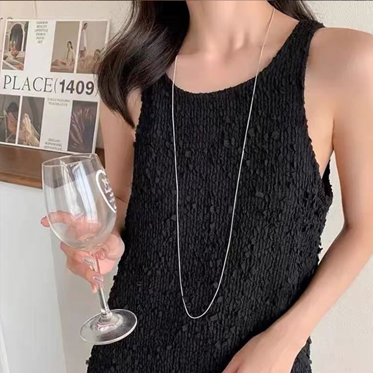 Atacado Jóias Estilo Simples Cor Sólida Titânio Aço Revestimento Camadas Colares_voghion.com