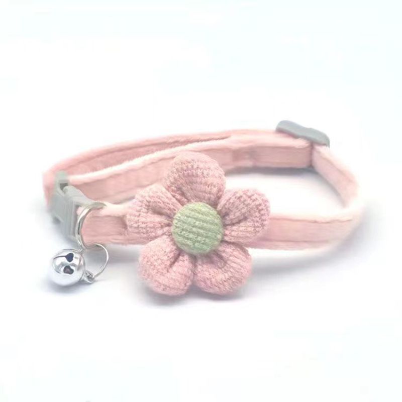 Guinzaglio per animali domestici con simpatico cartone animato, collare con campanellino a forma di fiore, collana per gatti, accessori per cani di piccola taglia_voghion.com