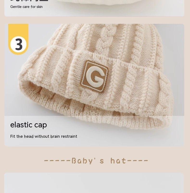 Trendy baby boys simple wool scarf hat two-piece fall and winter girls warm knitted hat_voghion.com