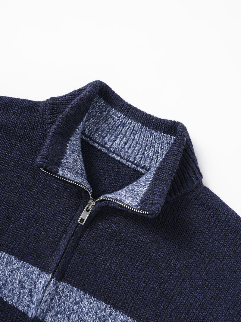Herren-Baseballjacke, Strickpullover, Cardigan – Slim Fit, dehnbarer Pullover mit Farbblock-Design für die Freizeit im Herbst und Winter_voghion.com