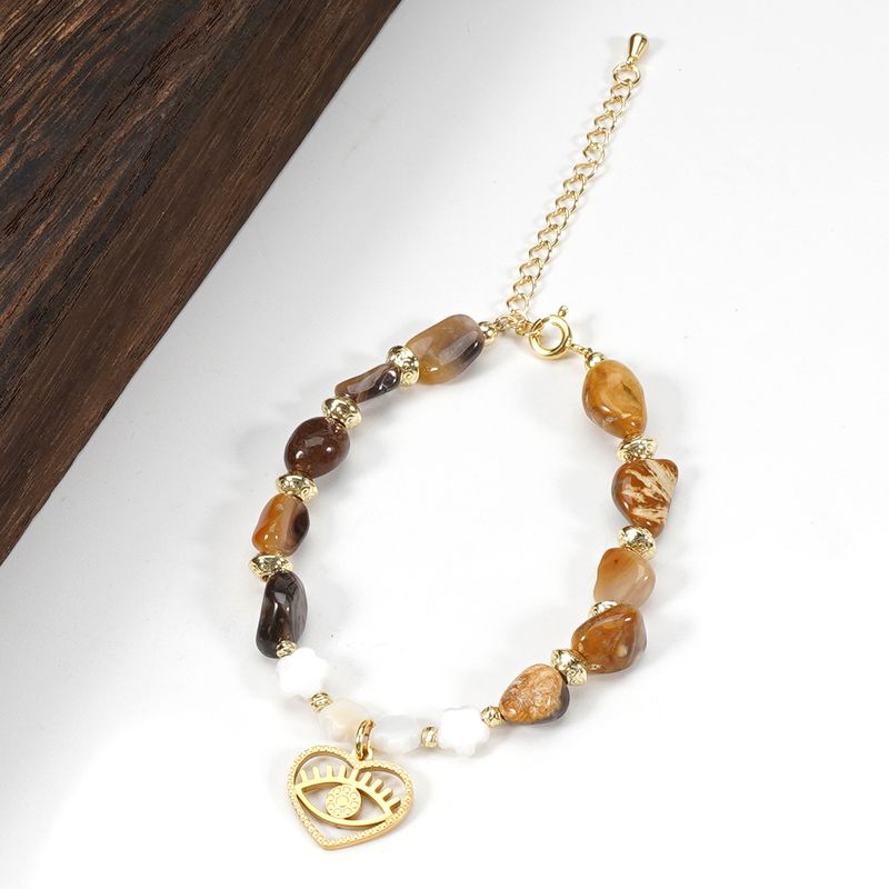 Conjunto de colar e pulseira de pedra natural de opala preta com concha de ameixa e estrela de cinco pontas_voghion.com
