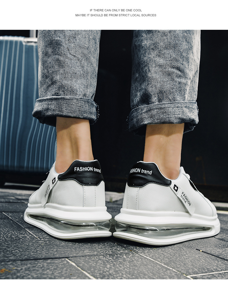 Primavera/estate Little White Versatile per studenti, suola spessa da uomo con cuscino d'aria, scarpe da ginnastica alte con punta tonda, casual_voghion.com