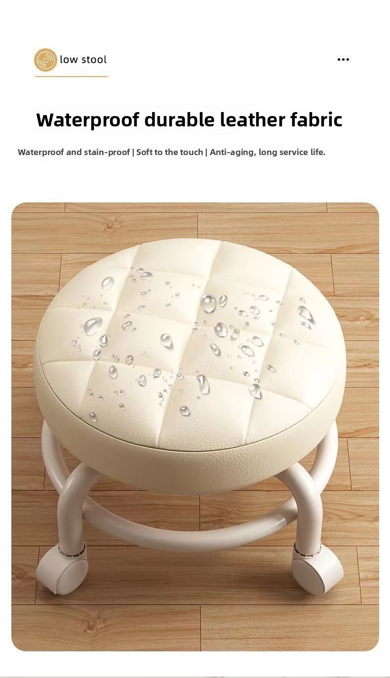 Kleines, weiches Kissen und niedriger Hocker für den Heimgebrauch mit Schwenkrädern, multifunktionaler Schuhwechselhocker mit Universalrädern für den Türrahmen_voghion.com
