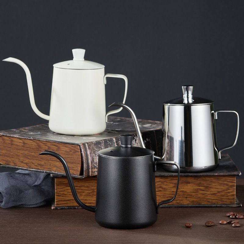 304 Stainless Steel 350ML With Lid Thickened Mini Long Spout Narrow Mouth Drip Coffee Pour Over Kettle_voghion.com