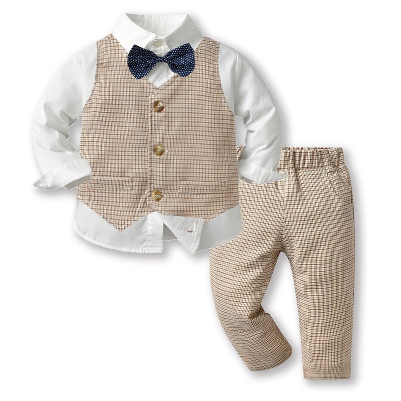 Kinderkleidung Kinderanzug, hübscher Junge, Westenkleid für Blumenmädchen, erster Geburtstag eines Jungen, Anzug für mittlere und ältere Kinder, Herbst und Winter_voghion.com