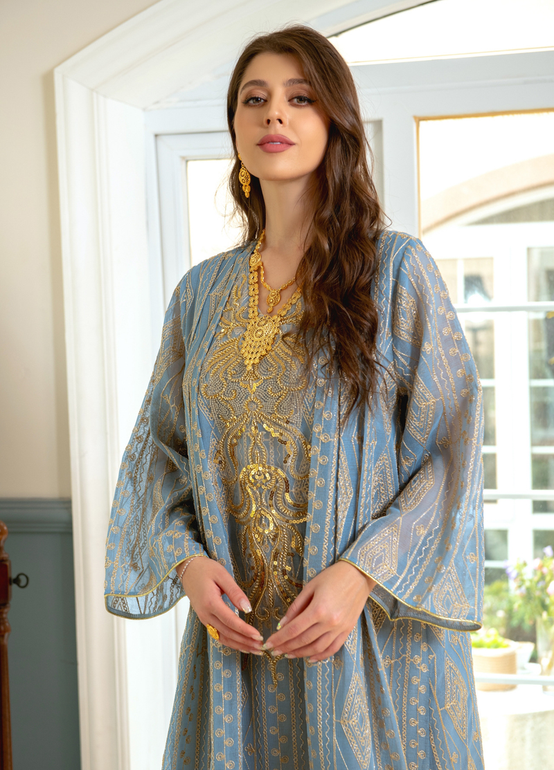 Women's Muslim Evening gown Muslim large size sequin embroidered robe_voghion.com