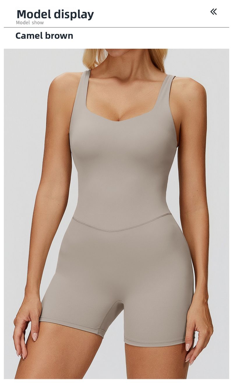 Zechuang, costume intero sportivo da yoga, fitness e corsa, con schiena incrociata e spazzolata, 9506_voghion.com