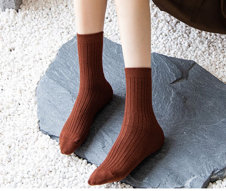 Herfst- en wintersokken voor dames, wollen sokken, studenten, warme mid-tube sokken voor dames, koudebestendige zachte Japanse mid-tube verdikte wollen sokken_voghion.com