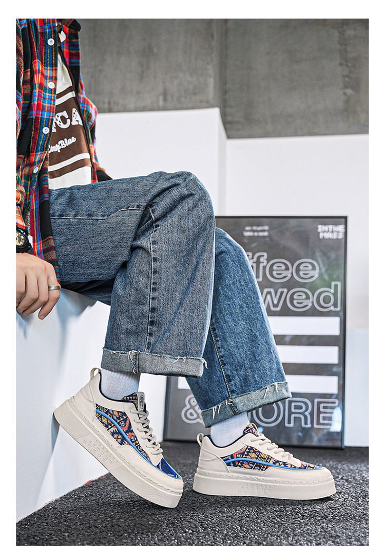 Uudet hengittävät miesten kengät monipuolinen trendikengät niche design alustakengät kangaskengät urheilu rento pienet valkotaulukengät_voghion.com