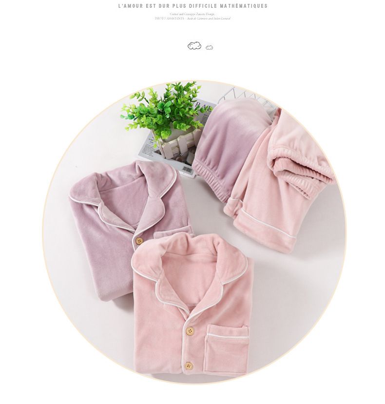 Children's Pyjamas Set Flannel Spring And Autumn Thickened Baby Large Children's Home Wear For Boys And Girls Parent-child Pyjamas_voghion.com