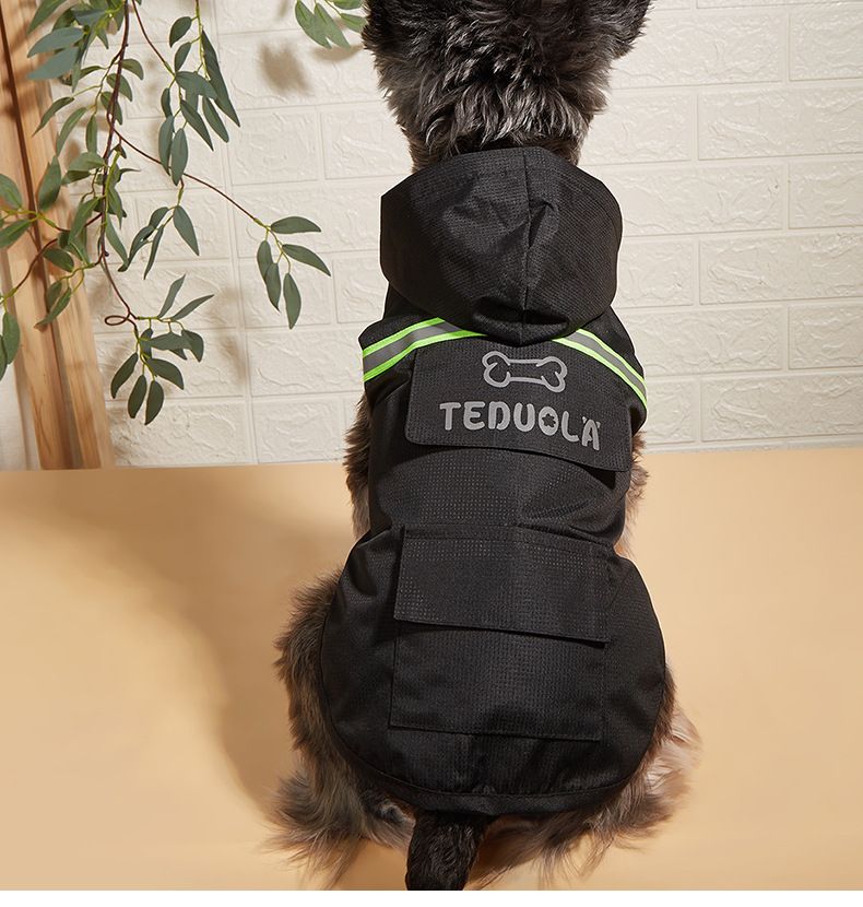 New Pet Clothing, Dog Reflective Raincoat Pocket Design, Waterproof Two Legged Clothing_voghion.com