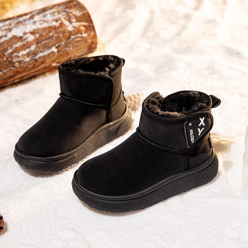 Plush snow boots, cotton for warmth, men's and women's foot pedaling children's shoes_voghion.com