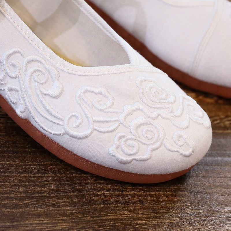 Flache Schuhe mit Kuhsehnensohle, einfarbige Damen-Einzelschuhe für Frühling und Sommer, bestickte Stoffschuhe, Teller_voghion.com