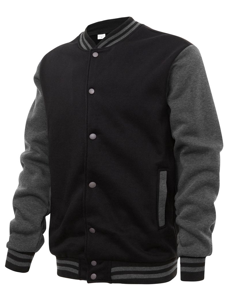 Men's Fleece-Lined Baseball Jacket - Winter Zip-Up Hoodie With Button Front, Unisex Oversized Streetwear Coat (S-XXL)_voghion.com