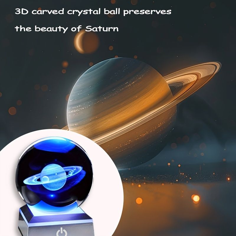 Saturn Crystal Ball Night Light Transparent Multi-Color Changing Mini Planet Decor Perfect Gift For Astronomy Lovers Holidays_voghion.com
