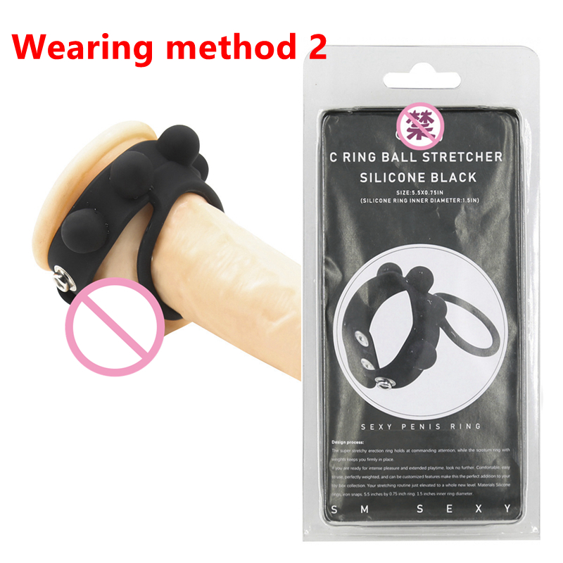 Dimensione regolabile Nuovo grande manicotto di erezione in silicone Anello palla barella maschio ritardo eiaculazione Sesso_voghion.com