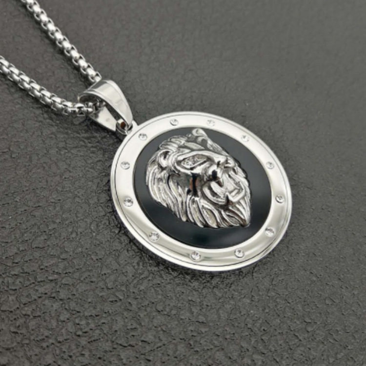 All New Punk Necklace Round Lion Head Pendant Fashion Hip Hop Jewelry_voghion.com