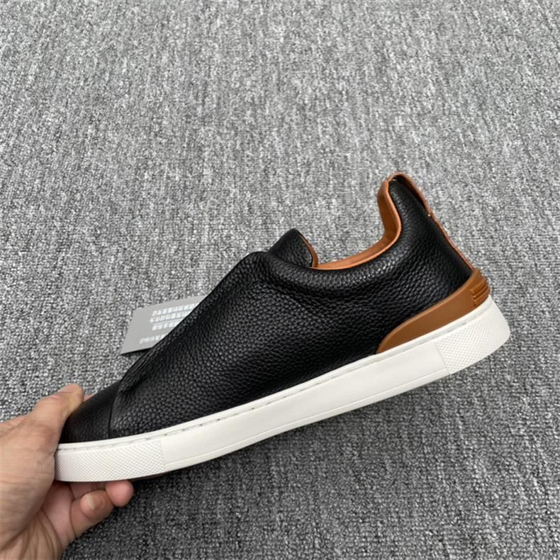 Z Brand No-Tie Herren-Sneakers aus echtem Leder, Low-Top, weiß, Lazy, Gummiband, Slip-On, Autofahrerschuhe_voghion.com