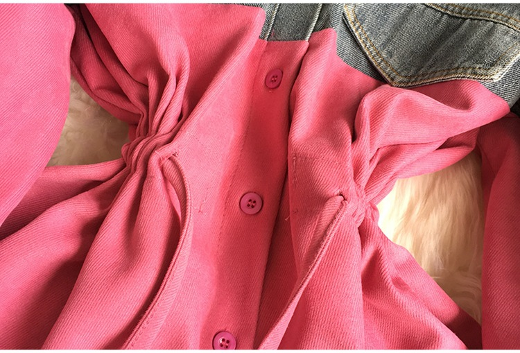 Damen-Jeanstop und einfarbige lange Ärmel_voghion.com