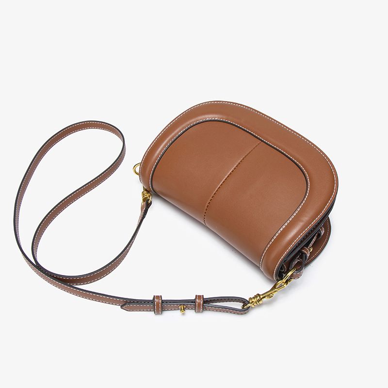 Spanish Women's 2025 New Saddle Magnetic Buckle Flap Stitching Decor Crossbody Bag_voghion.com