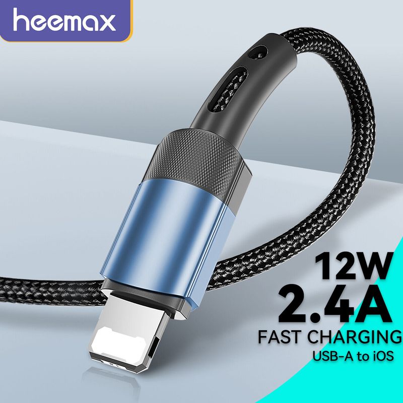Câble USB vers iPhone tressé robuste et long pour chargeur rapide (14, 13, 12, 11, X, 8, SE)_voghion.com