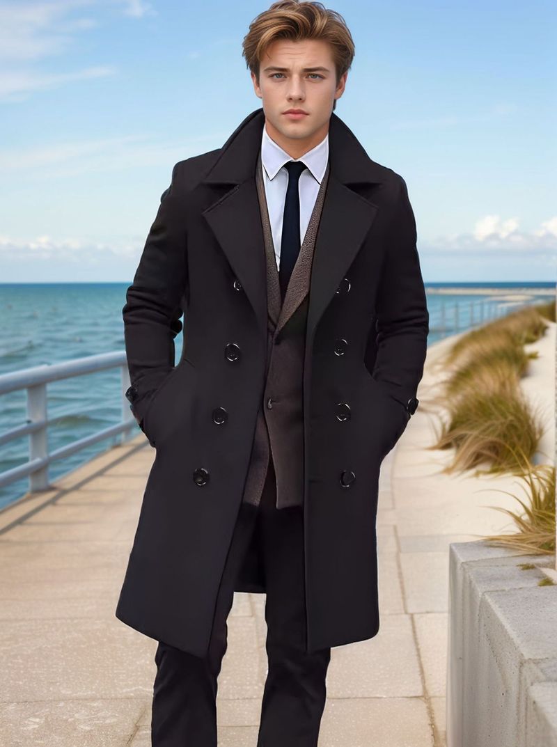 2024 European Size Autumn Winter Men's Coat Double-Breasted Long Woolen Overcoat_voghion.com