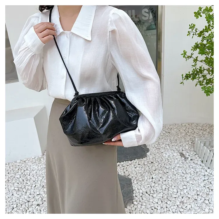 Small Design Women's Leather Sier Cloud Gold Crossbody Bag Ladies Party Clutch Purse Female Handbags_voghion.com